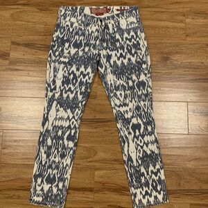 LUCKY BRAND Legend Capri Blue/White Ikat Print Denim Low Rise Jeans Size 2/26